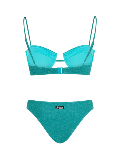 Woman teal lurex underwired bralette bikini Salina Lido