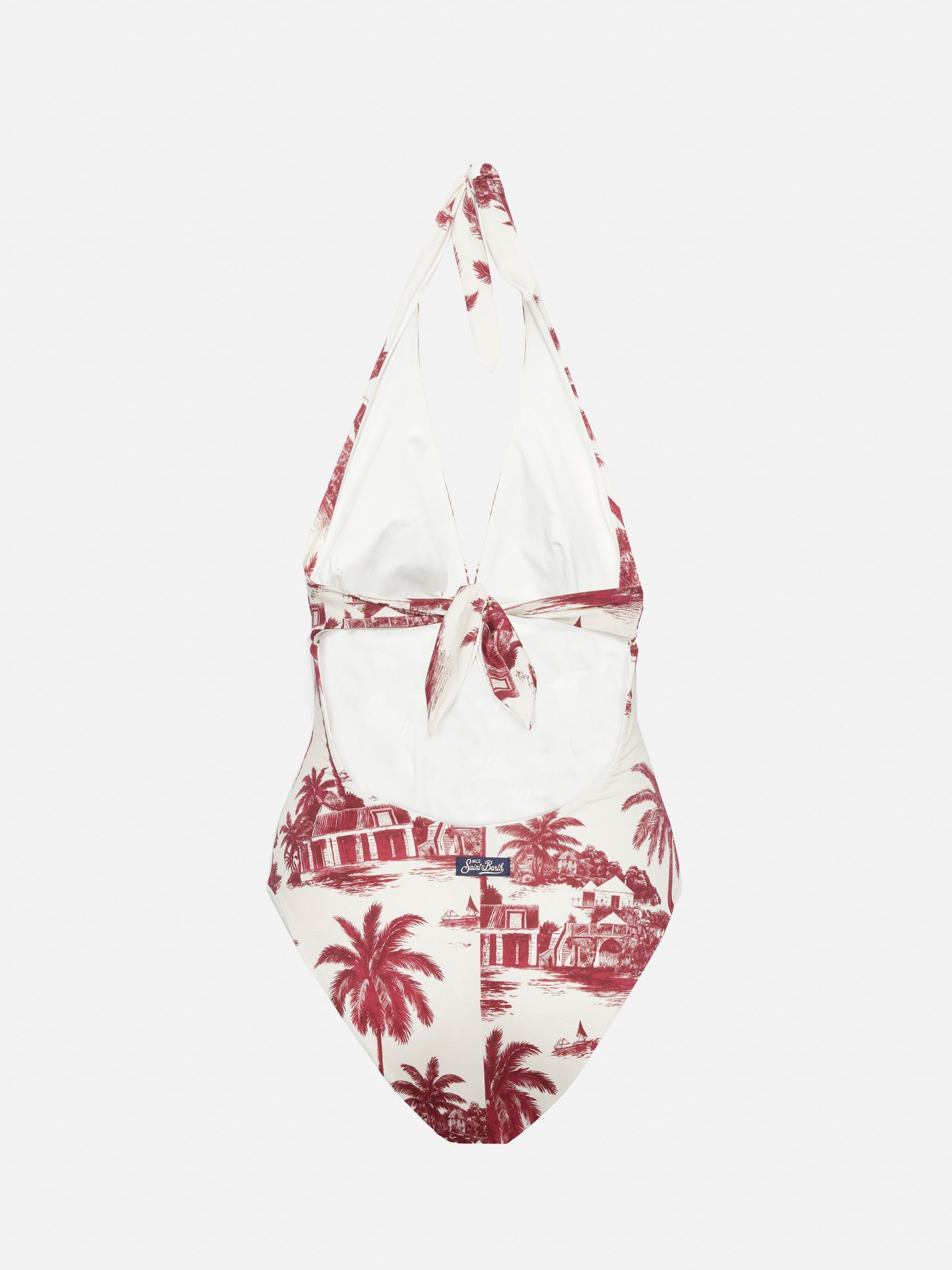 Marylin one-piece swimsuit with toile de jouy print | AI CO-CREATED DESIGN BY RICKDICK - POWERED BY RED-EYE