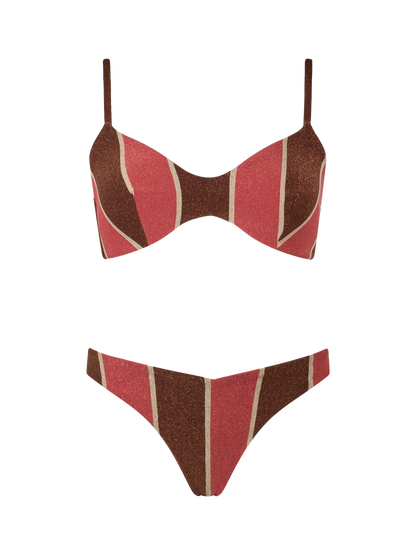 Woman striped lurex scoop bralette bikini May Romy