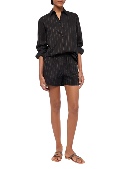 Meave cotton poplin pull up shorts with striped rhinestone embellishment