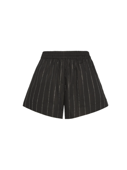 Meave cotton poplin pull up shorts with striped rhinestone embellishment