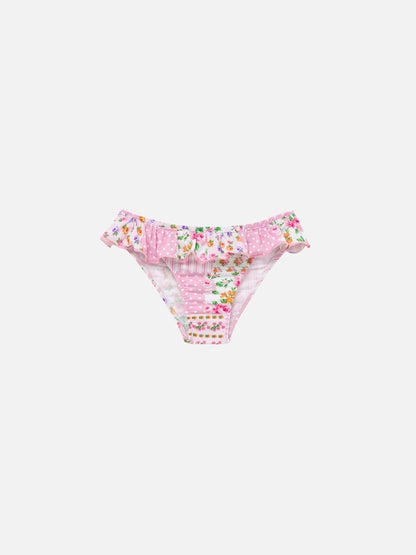 Melly ruffled swim briefs with flower patch print