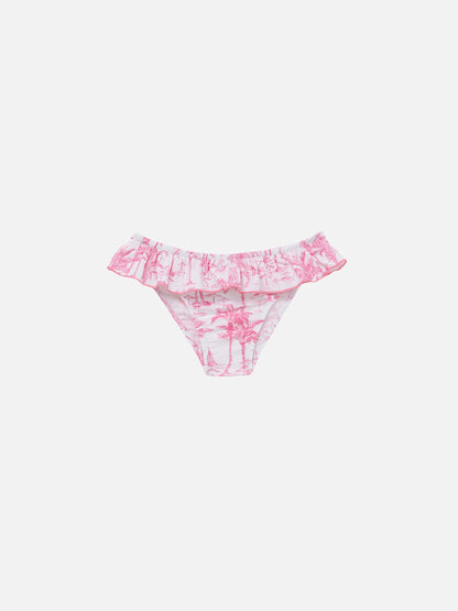 Melly ruffled swim briefs with toile de jouy print