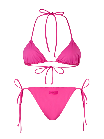 Woman fuchsia triangle bikini Leah Marielle