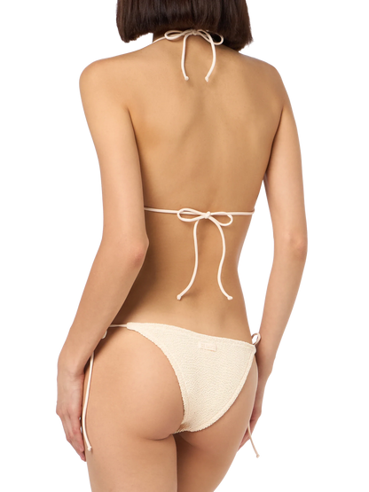 Woman cream crinkle triangle bikini Guiana Marielle