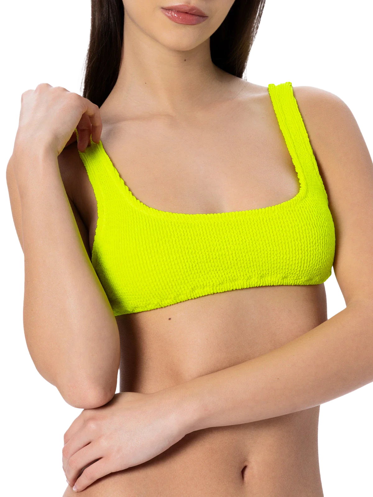 Woman fluo yellow classic crinkle bikini Naima Naomi