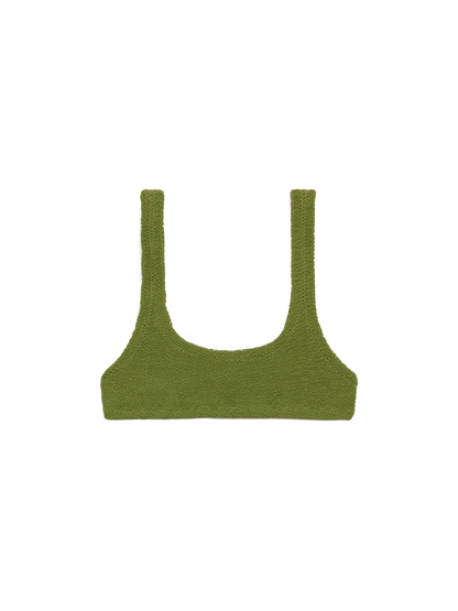 Naima military green crinkle classic bralette top