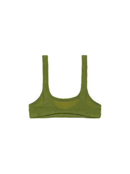 Naima military green crinkle classic bralette top