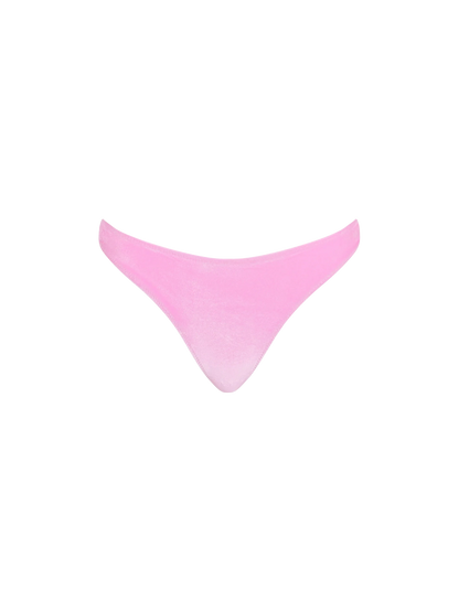 Woman pink velvet cheeky swim briefs Naomi