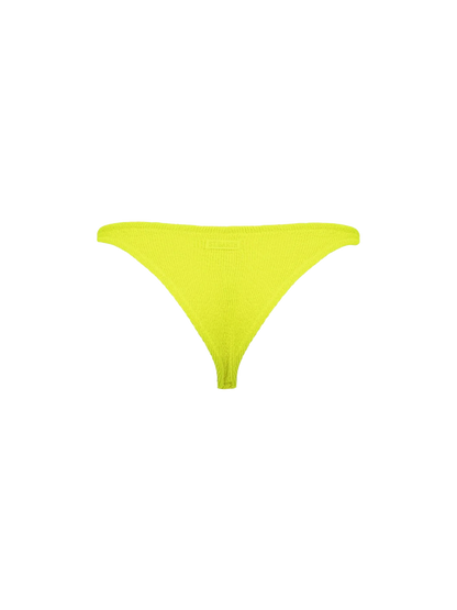 Woman fluo yellow crinkle cheeky swim briefs Naomi