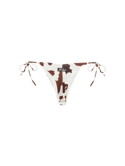 Norah cheeky swim briefs with cow skin print