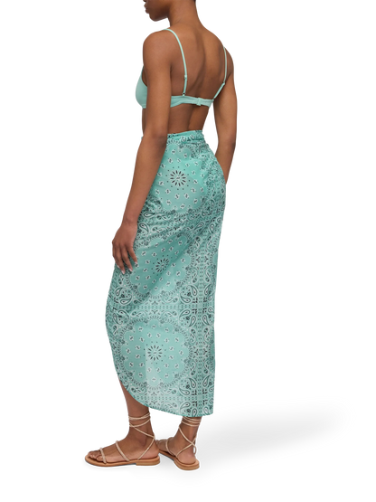 Oasi silk voile long pareo with bandanna print