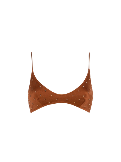 Paloma brown scoop bralette with rhinestone embellishment