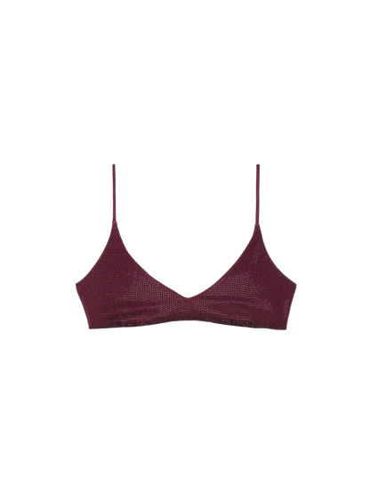 Paloma burgundy scoop bralette with rhinestone embellishment