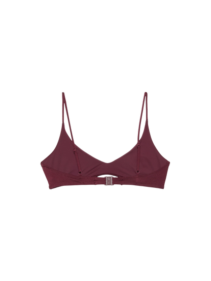 Paloma burgundy scoop bralette with rhinestone embellishment