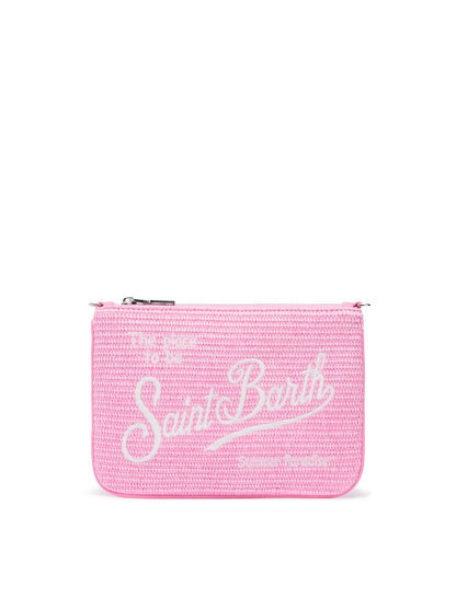 Parisienne Straw effect pouch bag with embroidered logo - MC2 Saint Barth