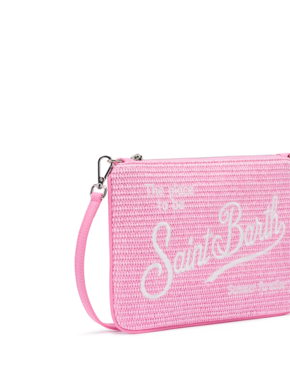 Parisienne Straw effect pouch bag with embroidered logo - MC2 Saint Barth