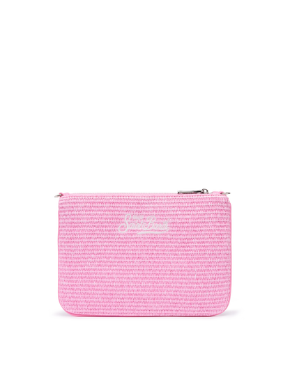 Parisienne Straw effect pouch bag with embroidered logo - MC2 Saint Barth