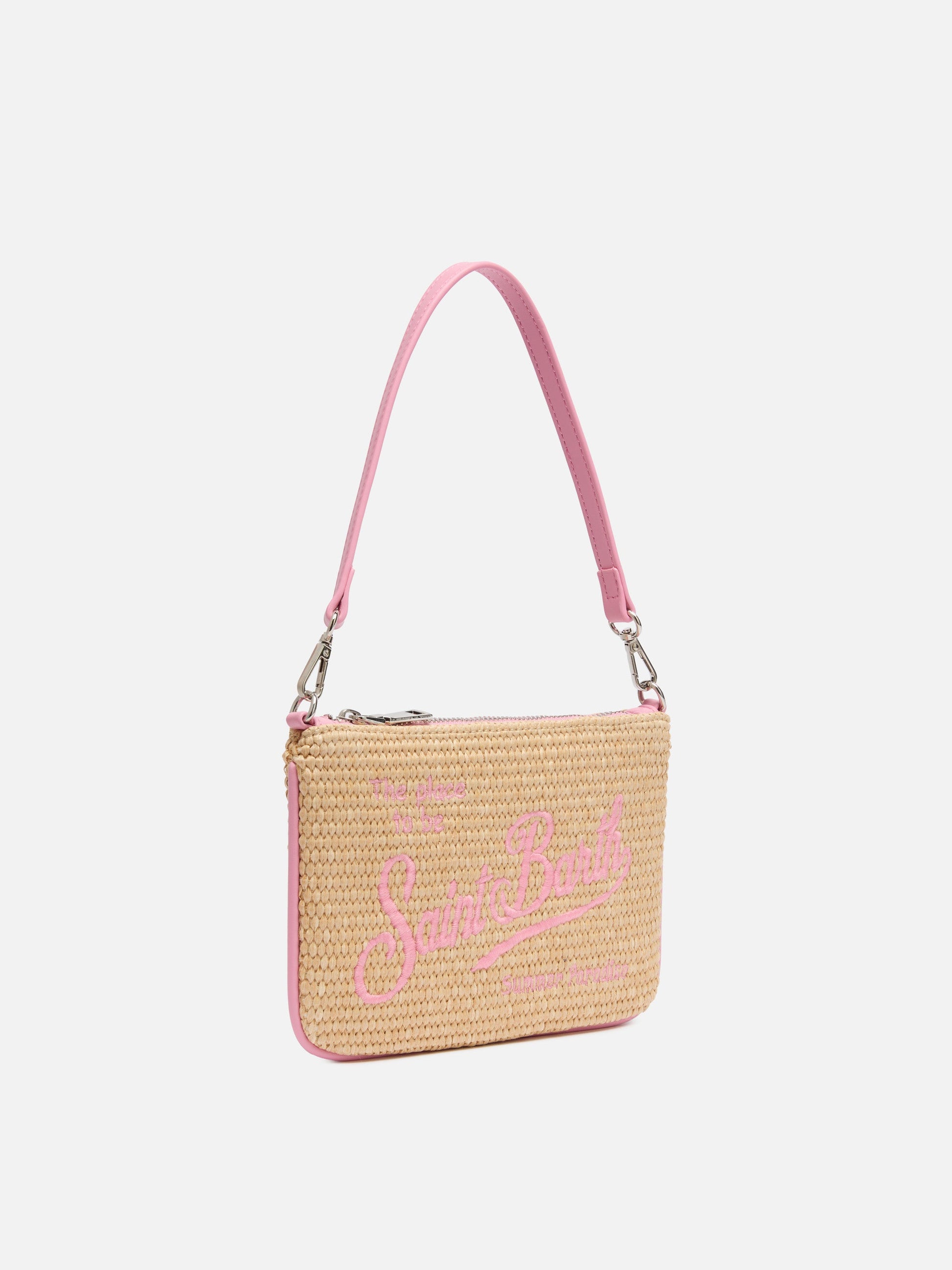 Beige Parisienne Straw mini pouch bag - MC2 Saint Barth