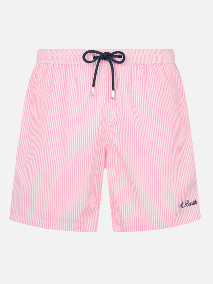 Seersucker pink striped classic light swim shorts Patmos