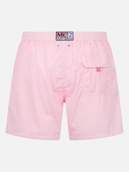 Seersucker pink striped classic light swim shorts Patmos