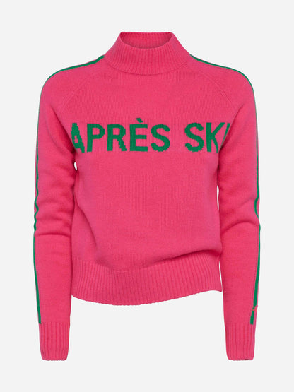 Woman half-turtleneck sweater with Apres ski embroidery