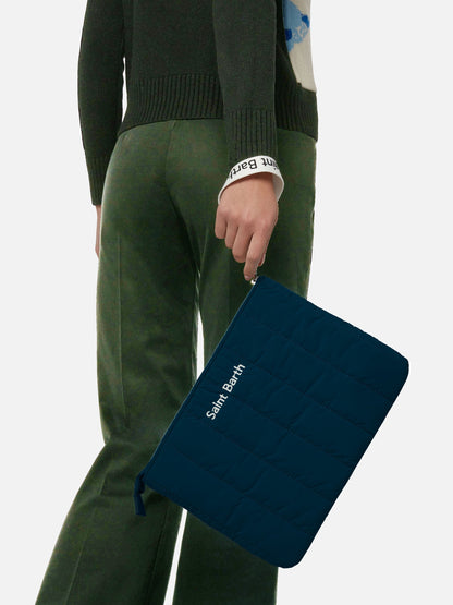 Navy blue quilted Puffer Pochette