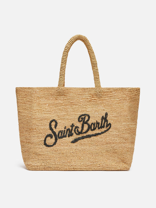 Beige Raffia Beach bag with cotton pouch - MC2 Saint Barth