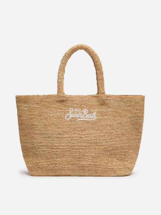 Beige Raffia Beach bag with cotton pouch - MC2 Saint Barth