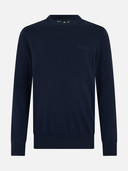 Man navy blue cashmere blend crewneck sweater Regent