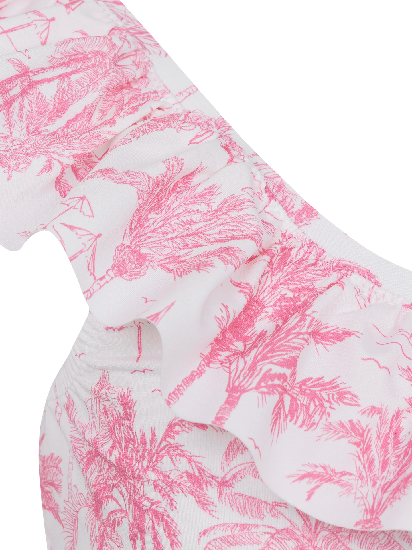 Rey one shoulder ruffled bikini with toile de jouy print