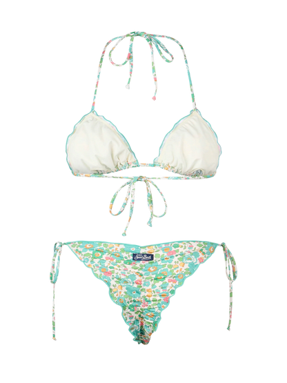 Woman Betsy classic triangle bikini Sagittarius Miami | MADE WITH LIBERTY FABRIC