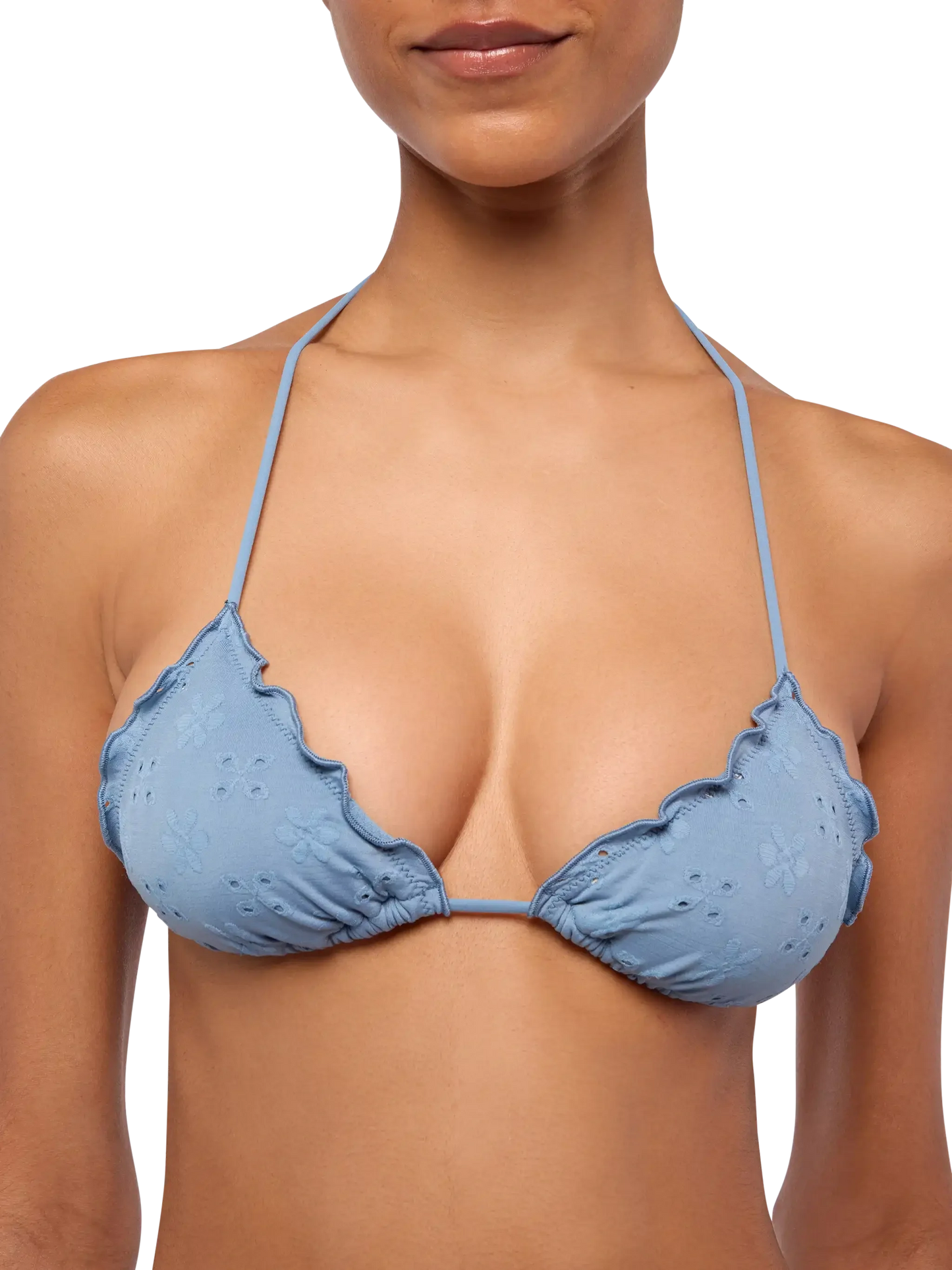 Miami Sangallo lace cheeky swim briefs - Sagittarius classic avio blue Sangallo lace triangle top