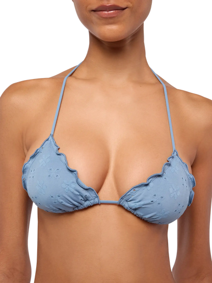 Miami Sangallo lace cheeky swim briefs - Sagittarius classic avio blue Sangallo lace triangle top