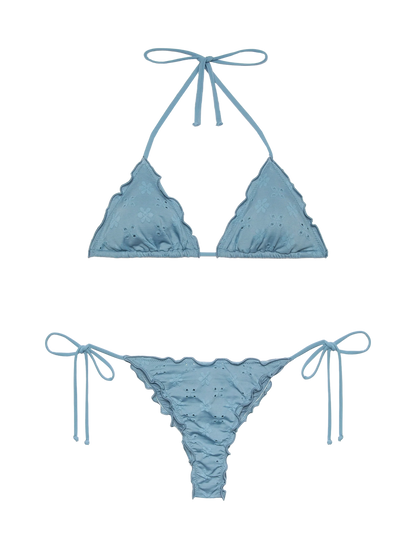 Miami Sangallo lace cheeky swim briefs - Sagittarius classic avio blue Sangallo lace triangle top