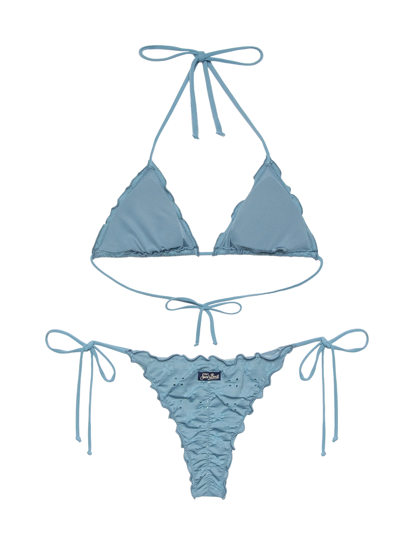 Miami Sangallo lace cheeky swim briefs - Sagittarius classic avio blue Sangallo lace triangle top