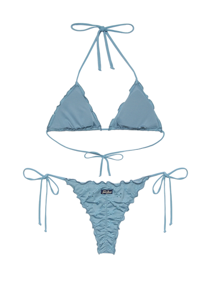 Miami Sangallo lace cheeky swim briefs - Sagittarius classic avio blue Sangallo lace triangle top