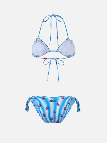 Woman triangle classic bikini Sarius with crab print
