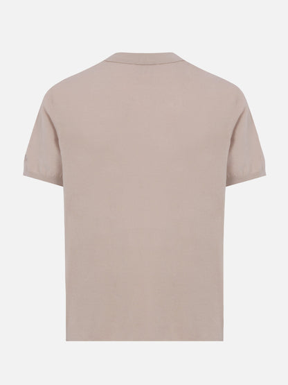 Sloan stone grey buttonless knitted polo shirt