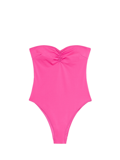 Women fuscia strapless one piece swimsuit Soleil