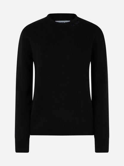 Woman black cashmere blend crewneck sweater Sorbonne