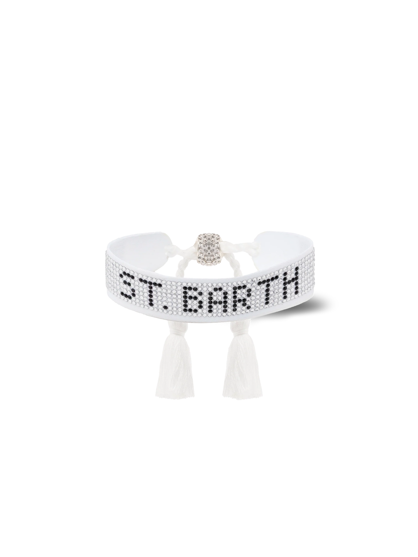White rhinestones bracelet with St. Barth lettering