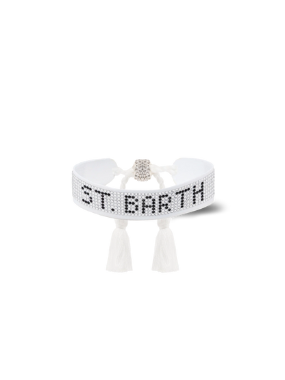 White rhinestones bracelet with St. Barth lettering