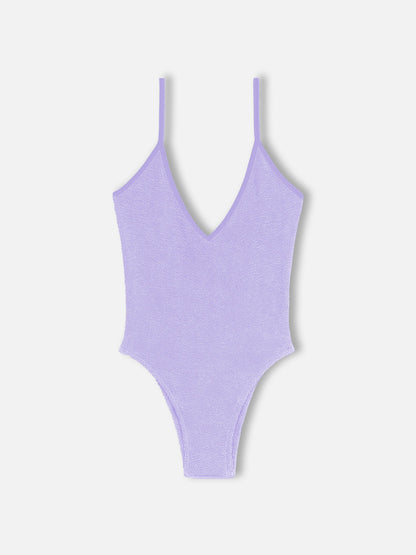 Woman lilac crinkle one piece swimsuit Susanne