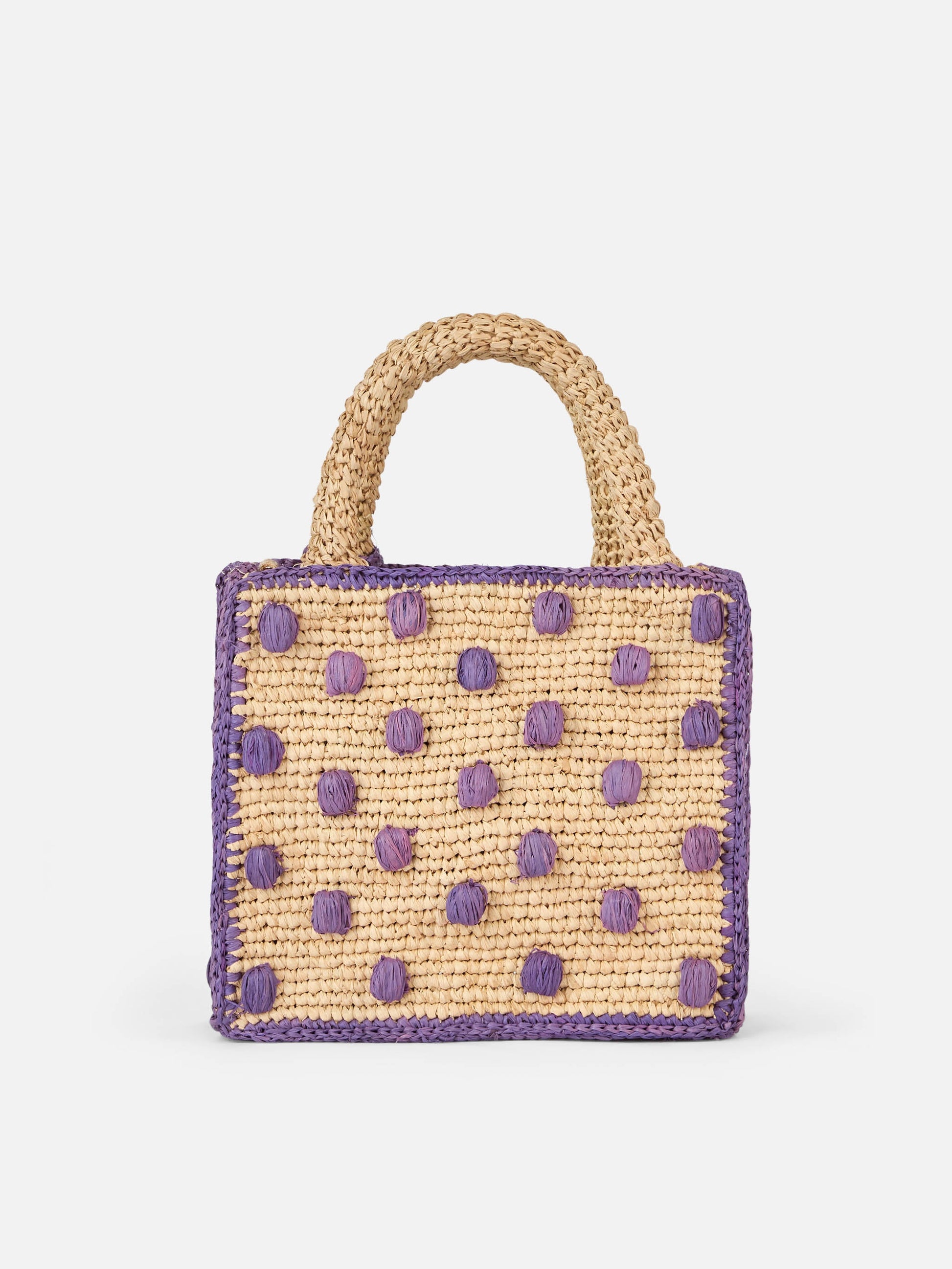 Beige natural Mini Vanity Raffia bag with polka dot appliqués - MC2 Saint Barth