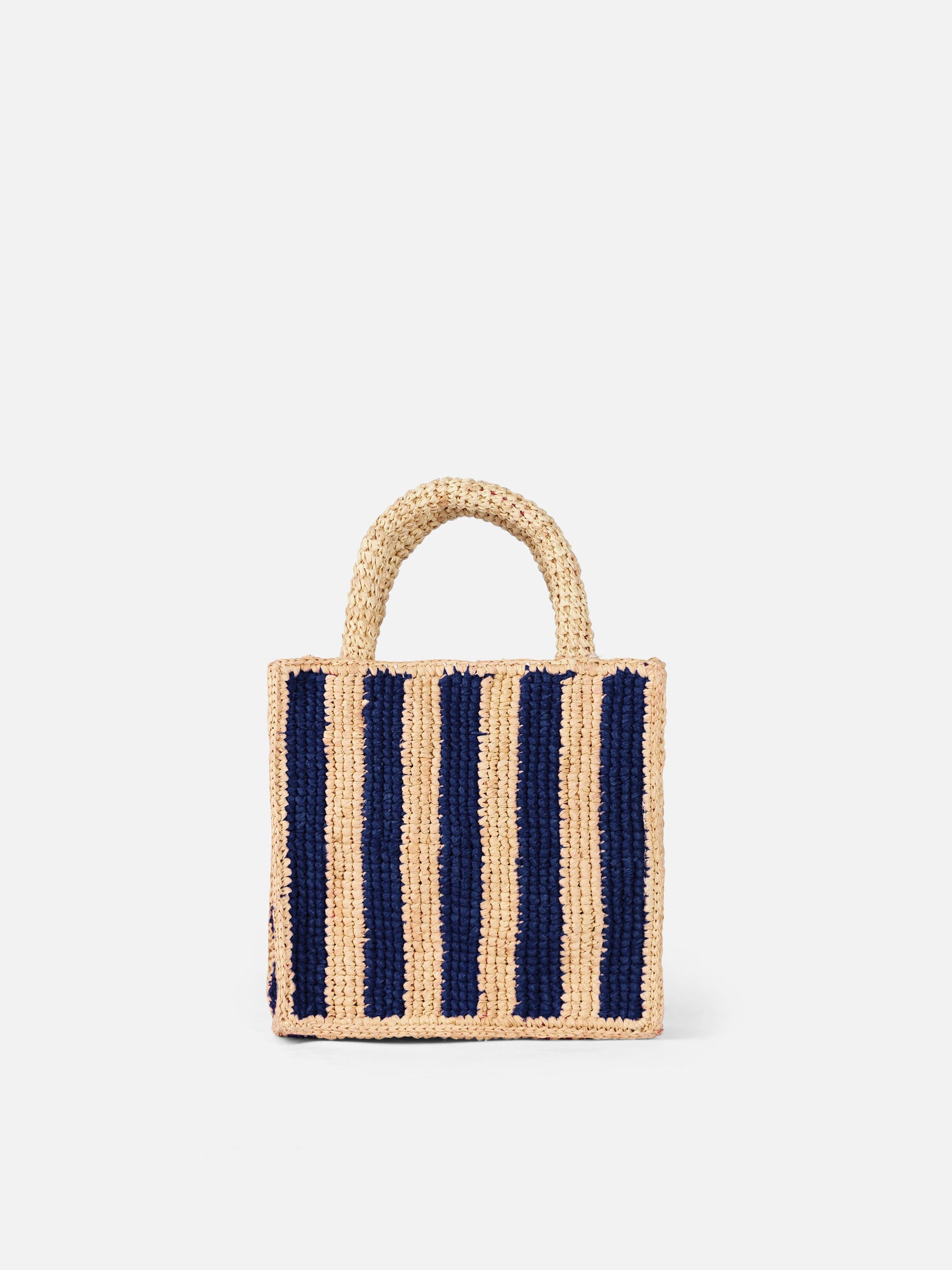 Blue striped Mini Vanity Raffia bag with embroidery - MC2 Saint Barth