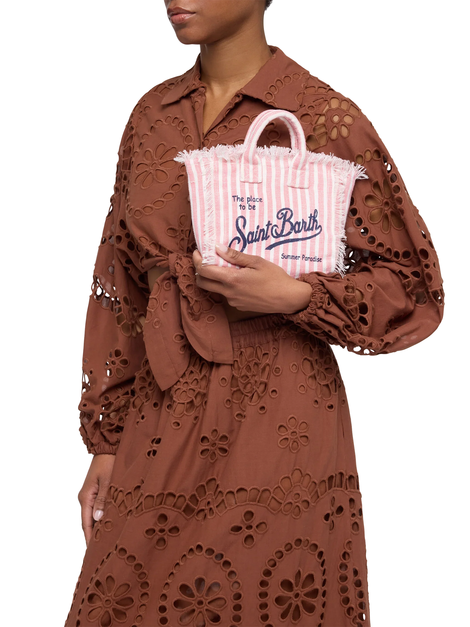 Mini Vanity Linen bag with striped print - MC2 Saint Barth