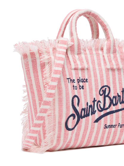 Mini Vanity Linen bag with striped print - MC2 Saint Barth