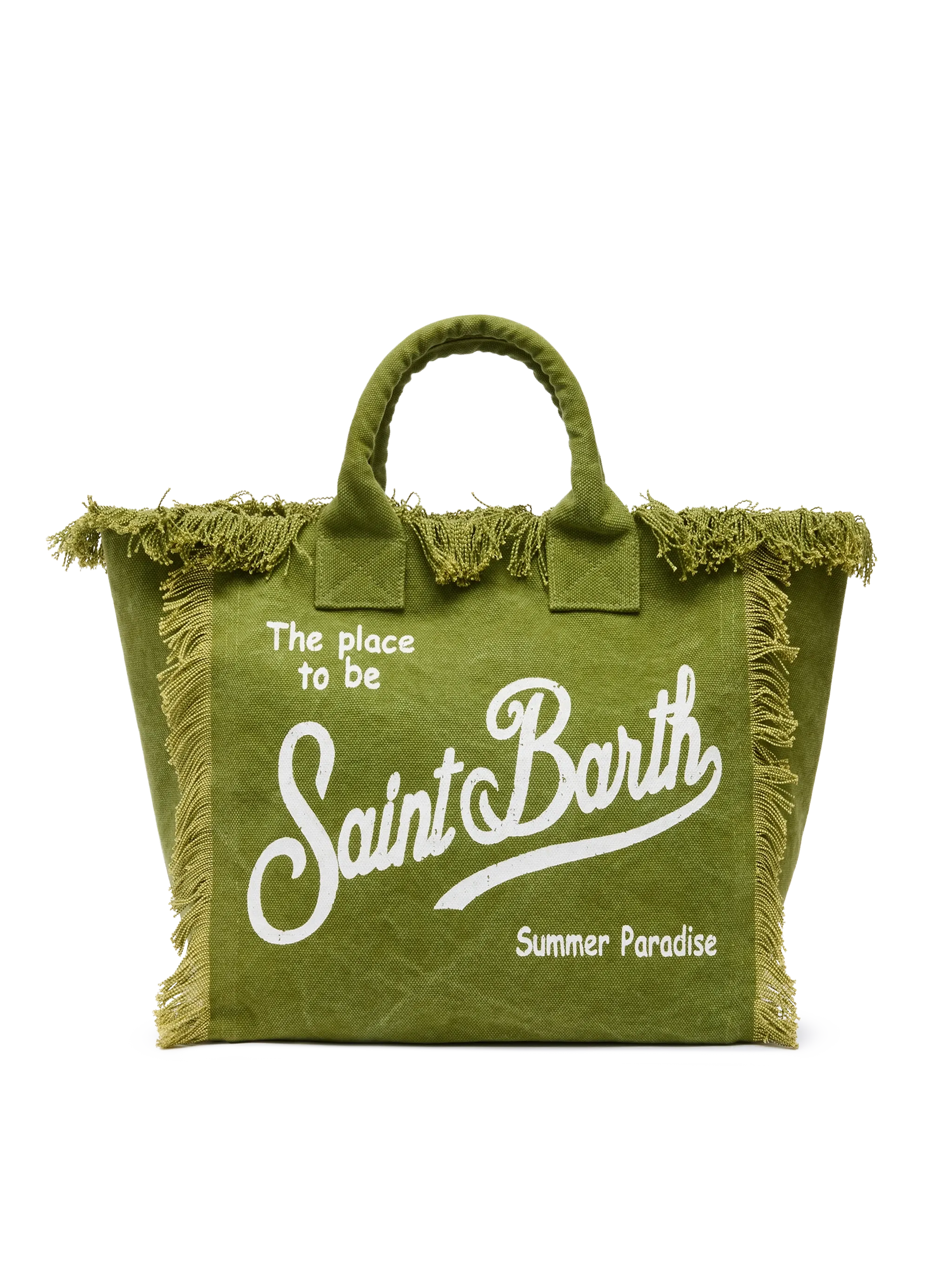 Military green cotton canvas Vanity tote bag - MC2 Saint Barth