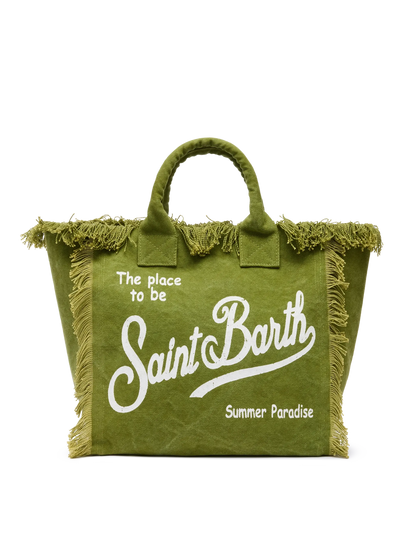 Military green cotton canvas Vanity tote bag - MC2 Saint Barth